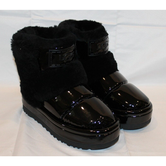 UGG CLASSIC CHILLAPEAK SHINE BLACK SPILL SEAM PLATFORM BOOTS - Picture 6 of 10